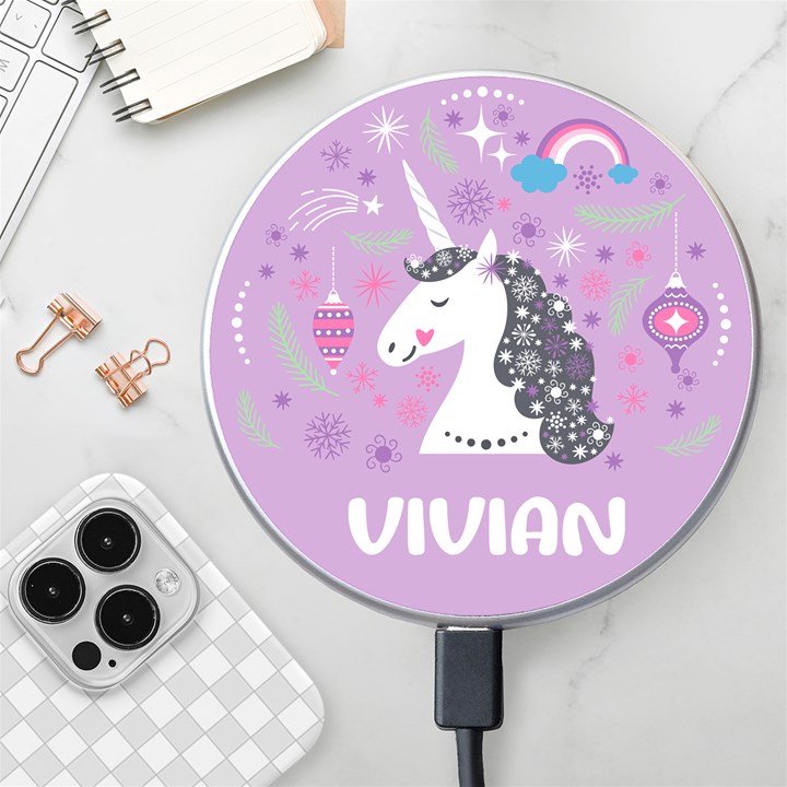 Personalized Unicorn Name Wireless Fast Charger Wireless Fast Charger(White)
