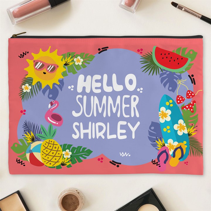 Personalized Summer Tropical Name Cosmetic Bag Cosmetic Bag (XXXL)