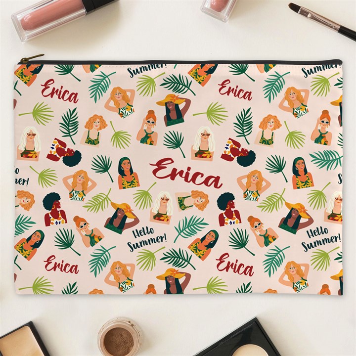 Personalized Summer Tropical Name Cosmetic Bag Cosmetic Bag (XXXL)
