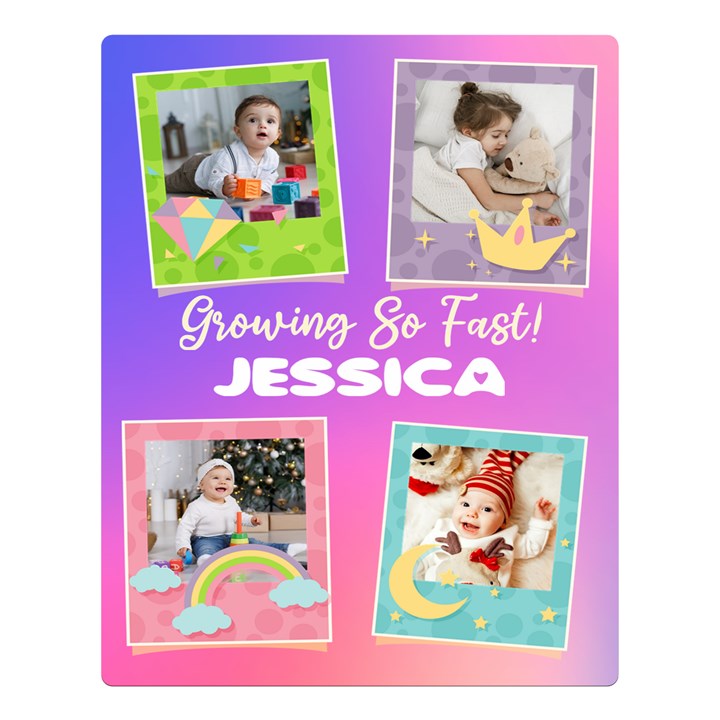 Personalized Baby Photo Name Large Blanket Two Sides Premium Plush Fleece Blanket (Large)