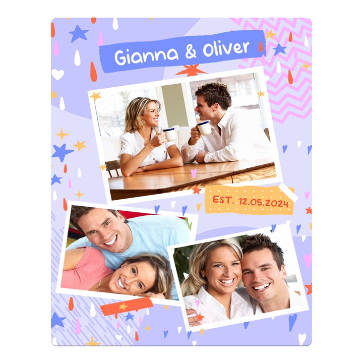 Personalized Couple Photo Name Large Blanket Two Sides Premium Plush Fleece Blanket (Large)