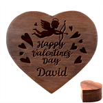 Personalized Happy Valentines Day Name Heart Wood Jewelry Box Heart Wood Jewelry Box Front