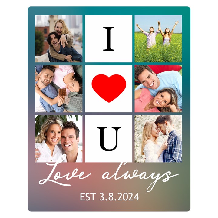Personalized Love Always Couple Photo Blanket Two Sides Premium Plush Fleece Blanket (Teen Size)