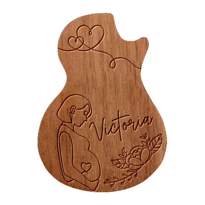 Personalized Mother Baby Guitar Picks Set Guitar Shape Wood Guitar Pick Holder Case And Picks Set