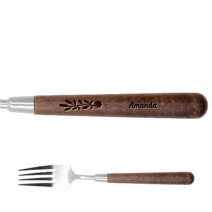 Personalized Flower Name Stainless Steel Fork with wooden Handle  Stainless Steel Fork With Wooden Handle