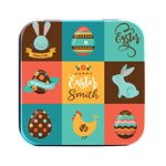 Personalized Easter Name Square Metal Box Square Metal Box (Black) Front