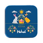 Personalized Easter Name Square Metal Box Square Metal Box (Black) Front