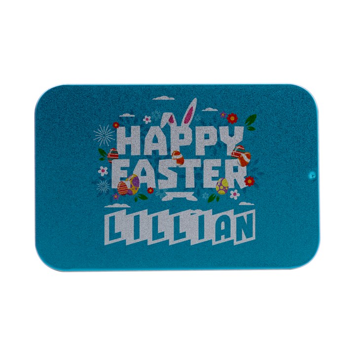 Personalized Easter Name Open Lip Metal Box Open Lid Metal Box (Silver)  