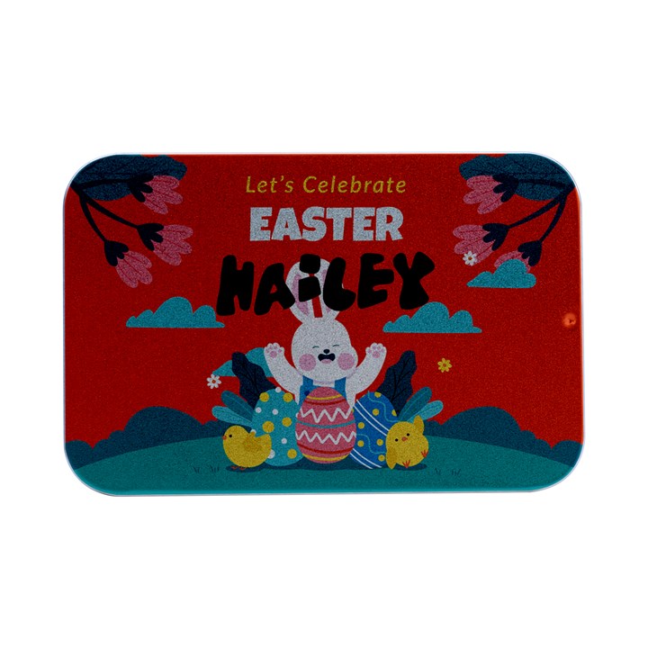 Personalized Easter Name Open Lip Metal Box Open Lid Metal Box (Silver)  