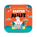 Personalized Easter Name Square Metal Box Square Metal Box (Black) Front