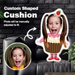 Personalized Photo in Cupcake Dessert Style Custom Shaped Cushion Cut To Shape Cushion Case Front