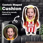 Personalized Photo in Popcorn Fast Food Style Custom Shaped Cushion Cut To Shape Cushion Case Front