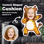 Personalized Photo in Dabbing Giraffe Cartoon Style Custom Shaped Cushion Cut To Shape Cushion Case Front