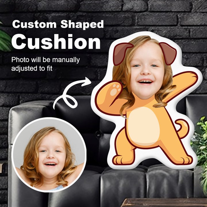 Personalized Photo in Dabbing Dog Cartoon Style Custom Shaped Cushion Cut To Shape Cushion Case