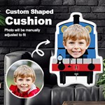 Personalized Photo in Train head Cartoon Style Custom Shaped Cushion Cut To Shape Cushion Case Front