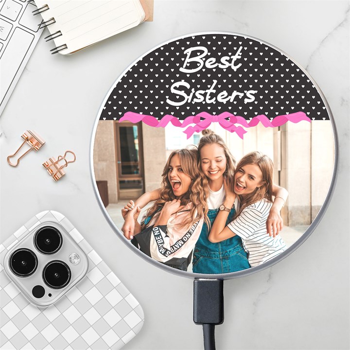 Personalized Ribbon Photo Name Wireless Fast Charger Wireless Fast Charger(White)