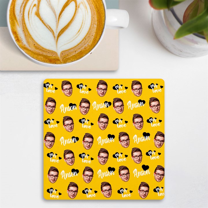 Personalized Many Faces Name Any Text Color UV Print Square Tile Coaster UV Print Square Tile Coaster 