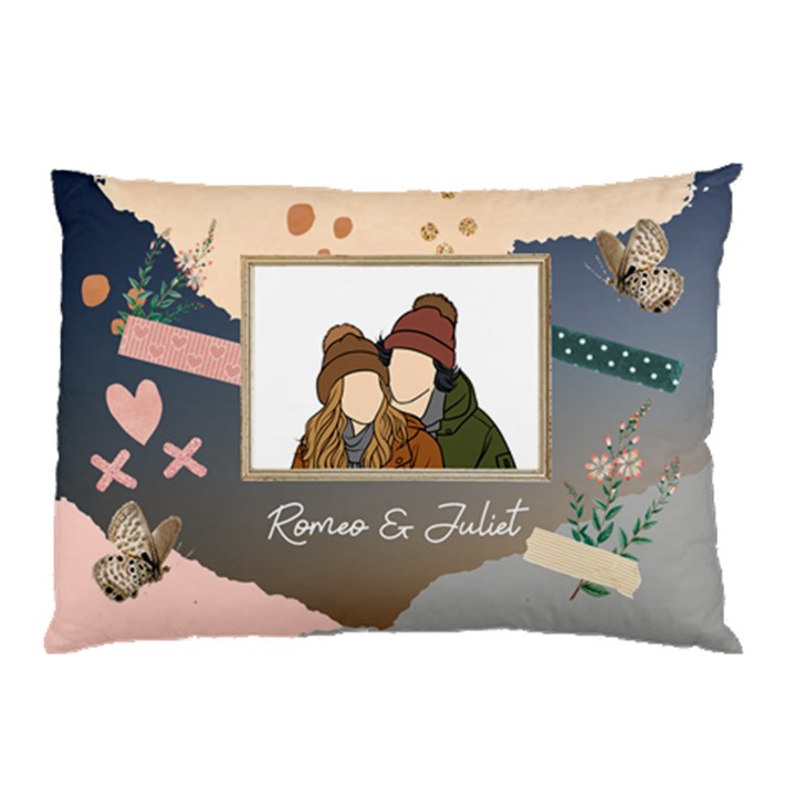 Personalized Photo Illustration Lover Name Pillow Case Pillow Case