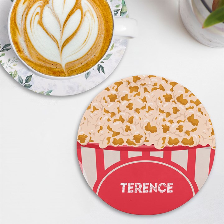 Personalized Popcorn Name Round Tile Coaster UV Print Round Tile Coaster