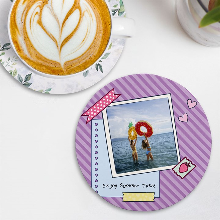 Personalized Memo Style Photo Name Round Tile Coaster UV Print Round Tile Coaster