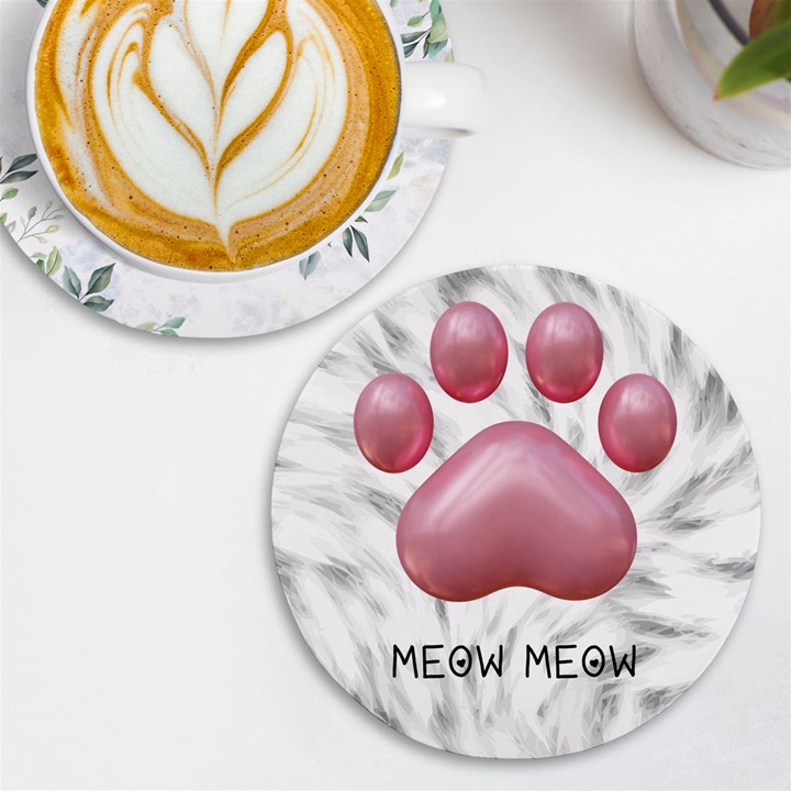 Personalized Cat Foot Name Round Tile Coaster UV Print Round Tile Coaster