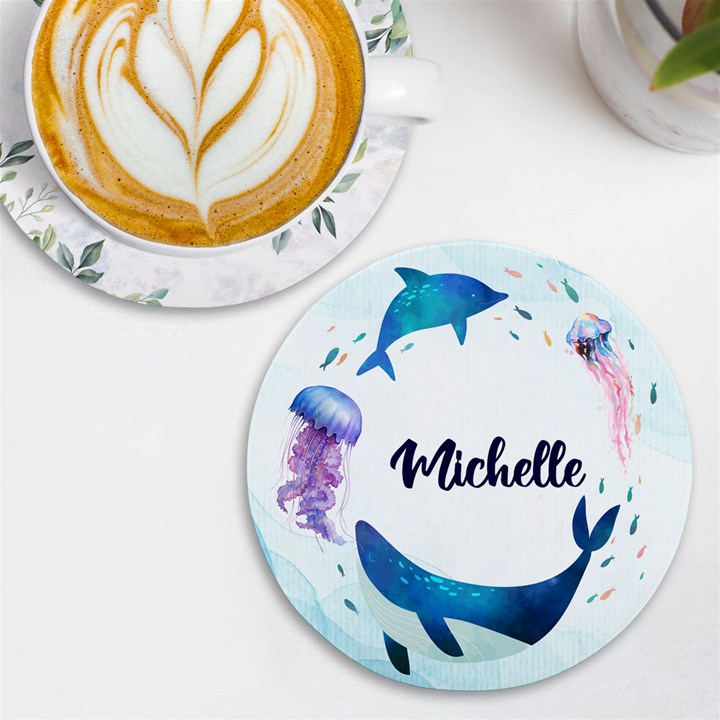 Personalized Sea Name Round Tile Coaster UV Print Round Tile Coaster