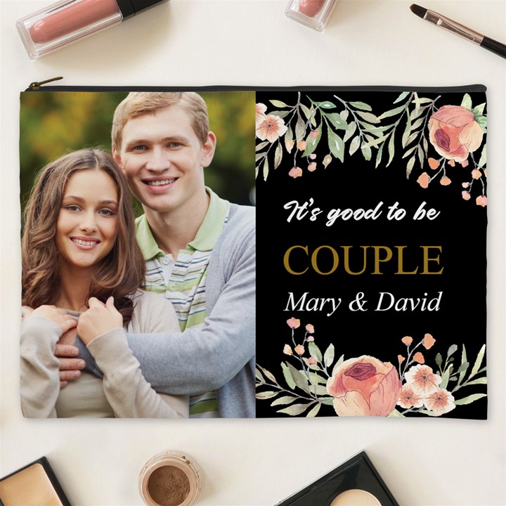 Personalized Photo Couple Name Any Text Cosmetic Bag Cosmetic Bag (XXXL)