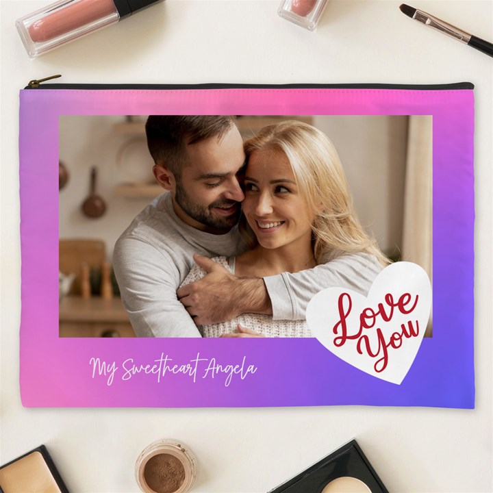 Personalized Photo Love You Any Text Cosmetic Bag Cosmetic Bag (XXXL)