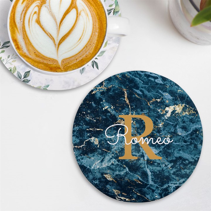 Personalized Initial Name Round Tile Coaster UV Print Round Tile Coaster