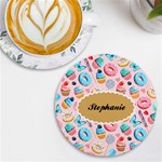Personalized Icecream Dessert Initial Any Text Name Round Tile Coaster UV Print Round Tile Coaster Front