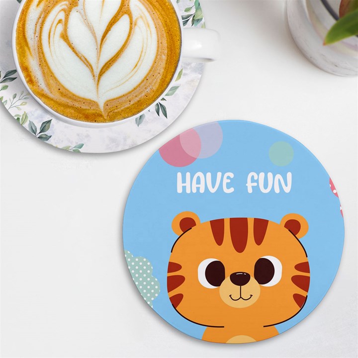 Personalized Animal Illustration Any Text Wireless Fast Charger UV Print Round Tile Coaster