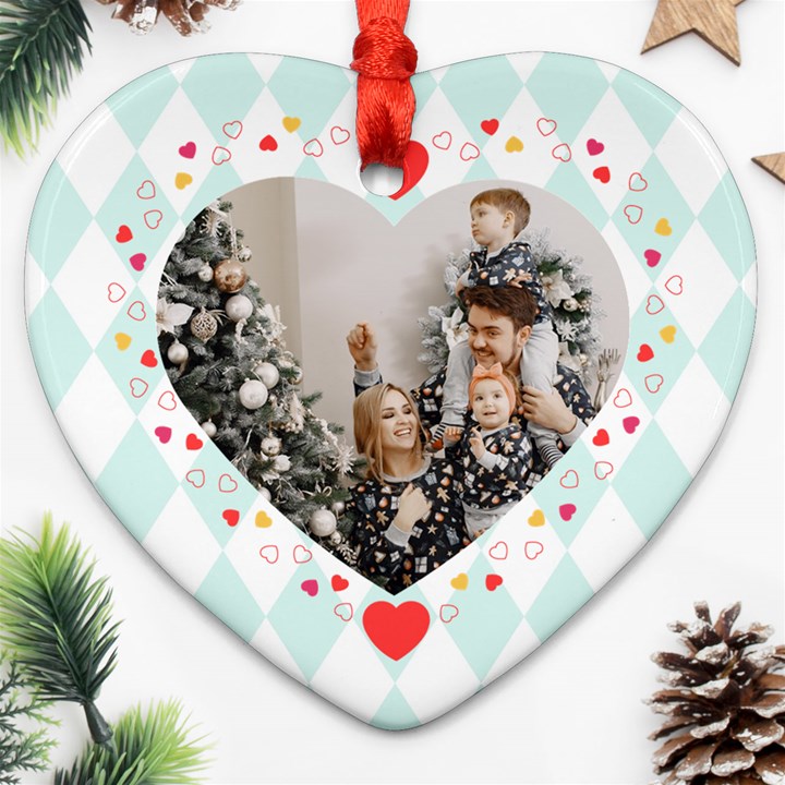 Personalized Heart Frame Photo Name Heart Ornament (Two Sides) Heart Ornament (Two Sides)