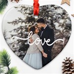 Personalized Love Line Photo Name Heart Ornament (Two Sides) Heart Ornament (Two Sides) Front