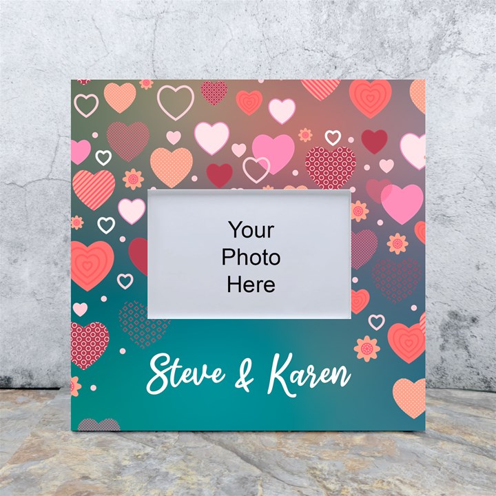 Personalized Love Heart Name Box Photo Frame White Box Photo Frame 4  x 6 