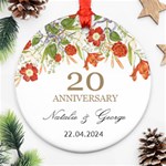 Personalized Christmas Anniversary Name Any Text Round Ornament Round Ornament (Two Sides) Front