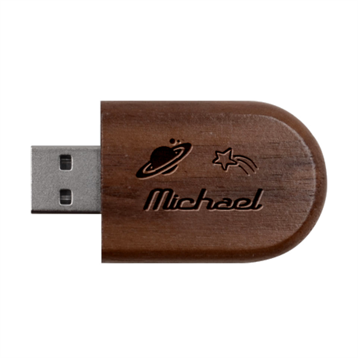 Personalized Planet Name Wood Oval USB Flash Drive Wood Oval USB Flash Drive