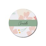 Personalized Dot Flower Name Rubber Coaster (Round) Rubber Coaster (Round) Front