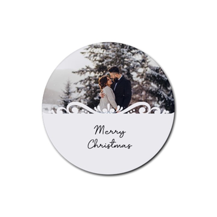 Personalized White frame Photo Rubber Coaster (Round) Rubber Coaster (Round)