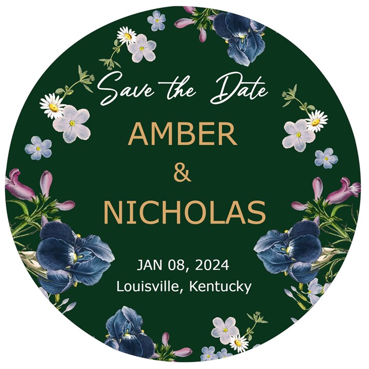 Personalized Married Save th Date Floral Name Any Text Wooden Bottle Opener Wooden Bottle Opener (Round)