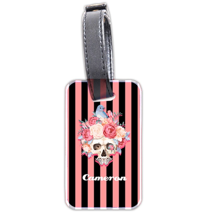 Personalized Name flowers and birds skull bones Luggage Tag (two sides) Luggage Tag (two sides)