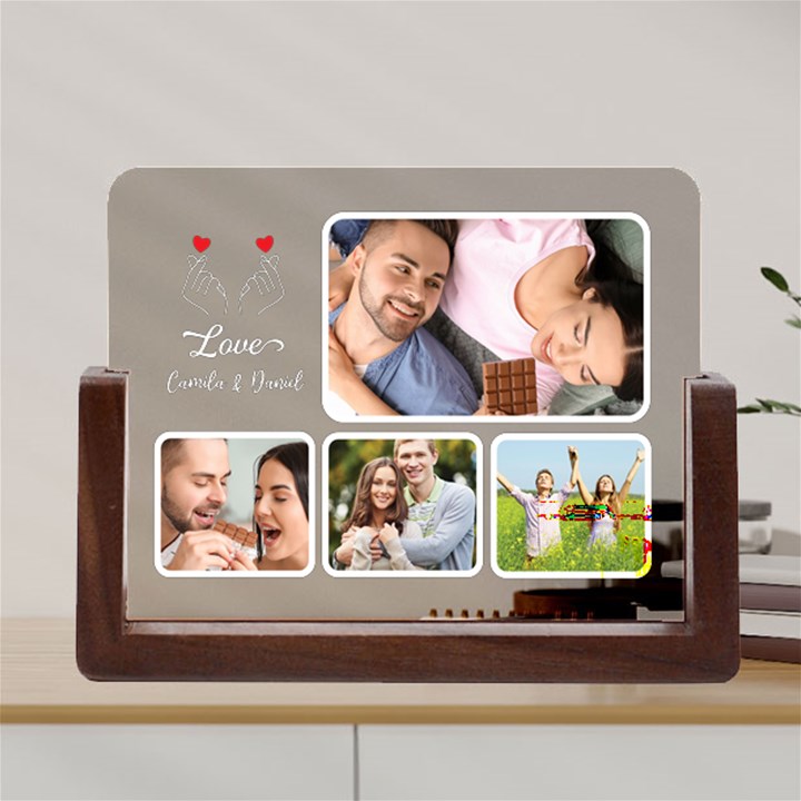 Personalized Love Couple Photo Name Any Text Acrylic UV Print 8  Tabletop Frame Acrylic UV Print 8  Tabletop Frame (U-Shape)
