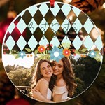 Personalized Name Photo Flower deco UV Print Acrylic Ornament Round UV Print Acrylic Ornament Round Front