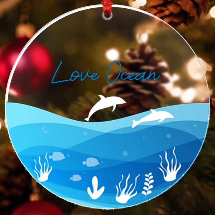 Personalized Name Ocean Frame UV Print Acrylic Ornament Round UV Print Acrylic Ornament Round