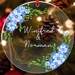 Personalized Name Blue Flower Gold Frame UV Print Acrylic Ornament Round UV Print Acrylic Ornament Round Front