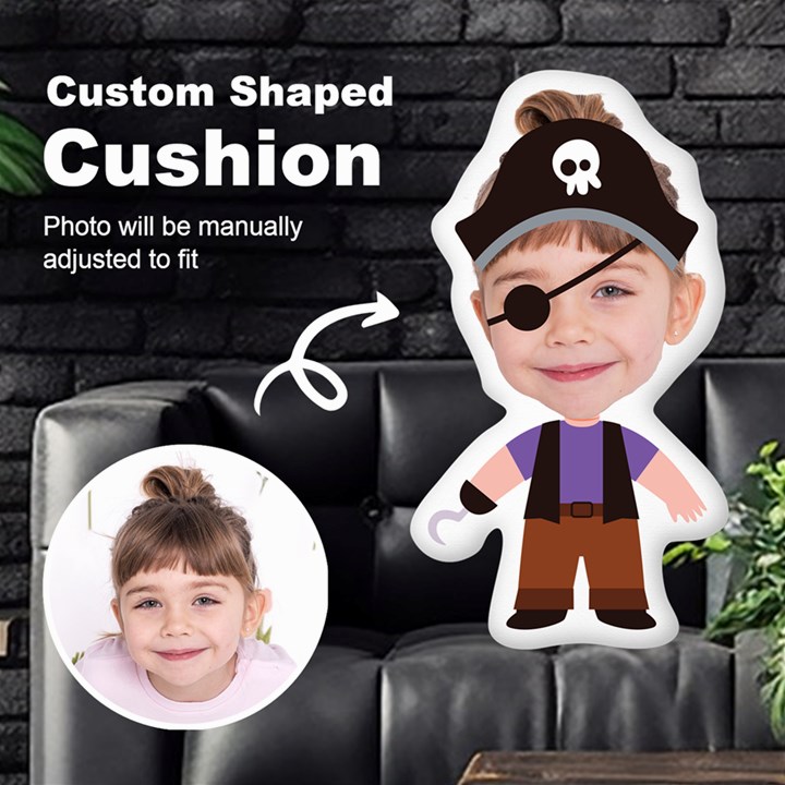 Personalized Photo in Priate1 Cartoon Style Custom Shaped Cushion Cut To Shape Cushion Case