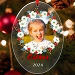 Personalized Christmas Wreath Name Any Text Photo UV Print Acrylic Ornament Oval UV Print Acrylic Ornament Oval Front