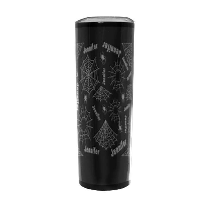 Personalized Halloween Spider Web Name Any Text Stainless Steel Travel Tumbler 20oz Stainless Steel Travel Tumbler (Black)