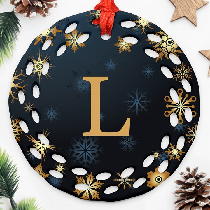 Personalized Merry Christmas Name Any Text Round Filigree Ornament Round Filigree Ornament (Two Sides)
