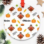 Personalized Thanksgiving Year Any Text Photo Round Ornament Round Ornament (Two Sides) Front