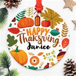 Personalized Thanksgiving Year Any Text Round Ornament Round Ornament (Two Sides) Front